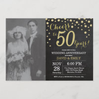 50th Wedding Anniversary Chalkboard Black and Gold