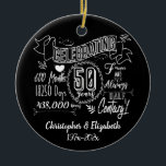 50th Wedding Anniversary Chalkboard Ceramic Ornament<br><div class="desc">The perfect celebration ornament for a 50thwedding anniversary. Personalised with names and dates,  this ornament would make a wonderful golden wedding anniversary gift. The design consists of a chalboard type effect with years,  months,  days and hours in white typography.</div>