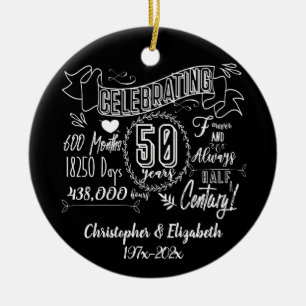 50th Wedding Anniversary Chalkboard Ceramic Ornament