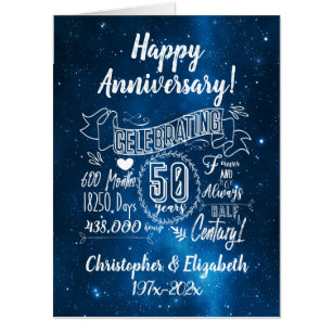 50th Wedding Anniversary Chalkboard Jumbo Card
