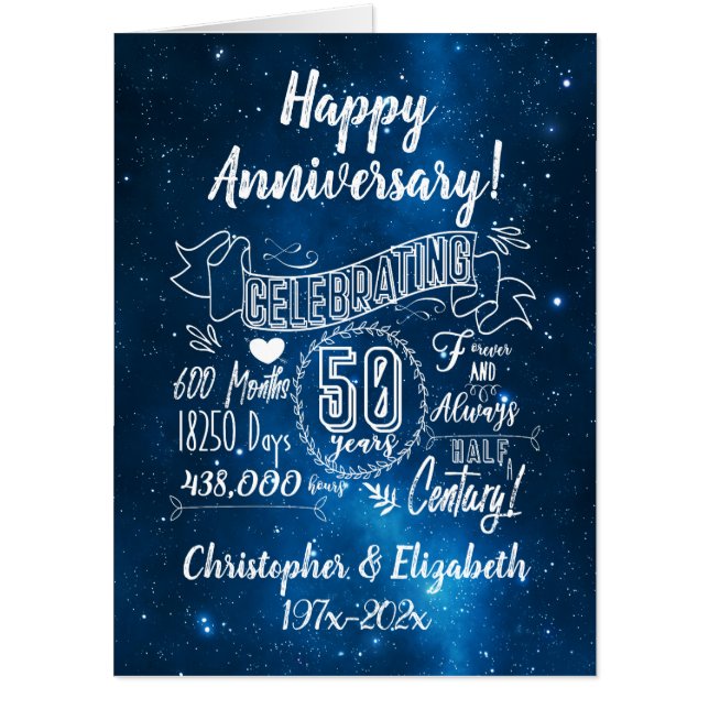 50th Wedding Anniversary Chalkboard Jumbo Card (Front)