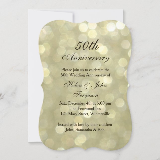 50th Wedding Anniversary Champagne Bubbles Invite2 Invitation (Front)