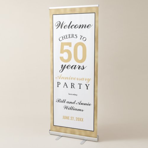 50th Wedding Anniversary Cheers  50 Years Entrance Retractable Banner