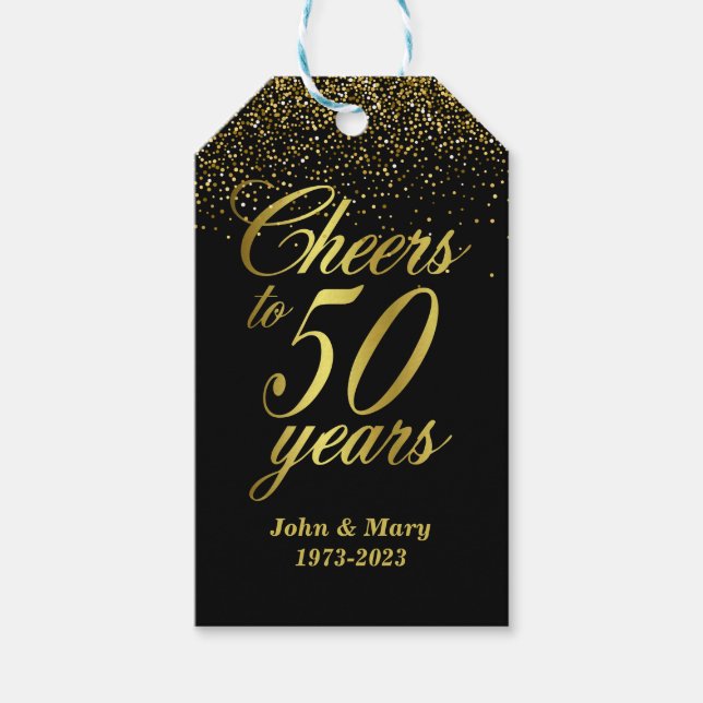 50th Wedding Anniversary Cheers Gift Tags (Front)