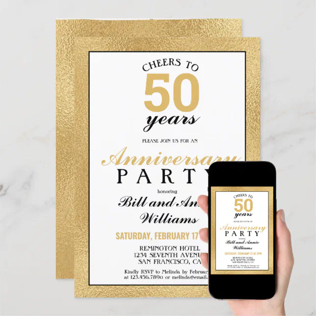 50th Wedding Anniversary Cheers to 50 Years Party Invitation | Zazzle