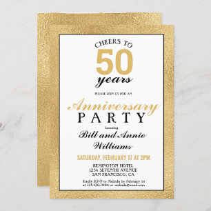 50th Wedding Anniversary Cheers to 50 Years Party Invitation
