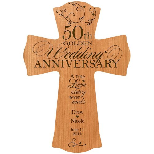 50th Wedding Anniversary Cherry Cross Wall Sign