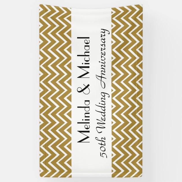 50th Wedding Anniversary Chevron Choose Your Color Banner