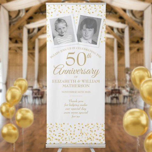 50th Wedding Anniversary Childhood Photos Welcome Retractable Banner