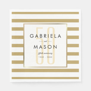 50th Wedding Anniversary Classic Golden Stripe Napkins