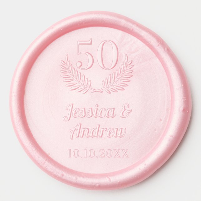 50th wedding anniversary classic laurel wreath wax seal sticker (Front)