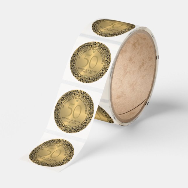 50th Wedding Anniversary Classic Round Sticker (Roll)