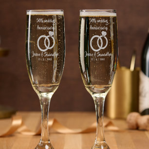 50th wedding Anniversary couple Toast Personalized Champagne Flute