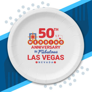 50th Wedding Anniversary Couples Las Vegas Trip Paper Plates