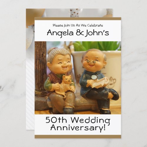 50th Wedding Anniversary Couples Names Cute Invitation
