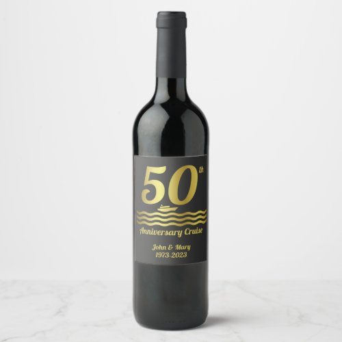 50th Wedding Anniversary Cruise Wine Label
