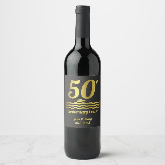 50th Wedding Anniversary Cruise Wine Label (Front)