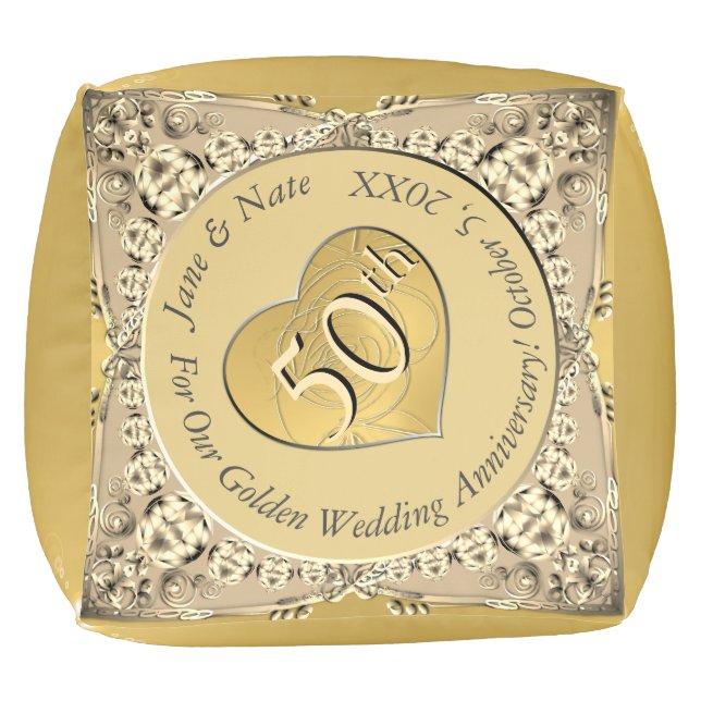 50th Wedding Anniversary Cube Pouf (Top)