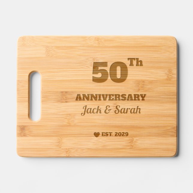 50th Wedding Anniversary Custom Couple Name Engraved Cutting Board (Front)