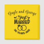 50th Wedding Anniversary Custom Names Magnet<br><div class="desc">Commemorate your fiftieth wedding anniversary with this golden background,  custom magnet. Personalize the names in black text to your own or the couple celebrating this milestone. Great idea for a party favor too!</div>