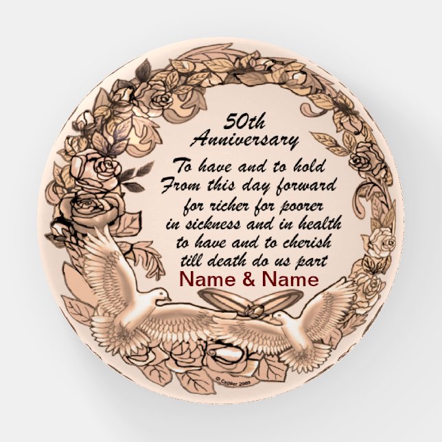 50th Wedding Anniversary custom  Paperweight (Front)