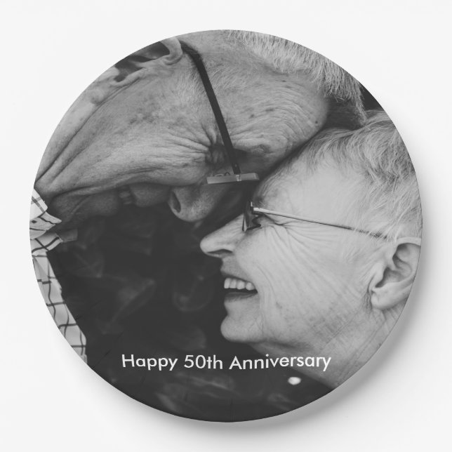 50th Wedding Anniversary Custom Photo Paper Plates (Front)