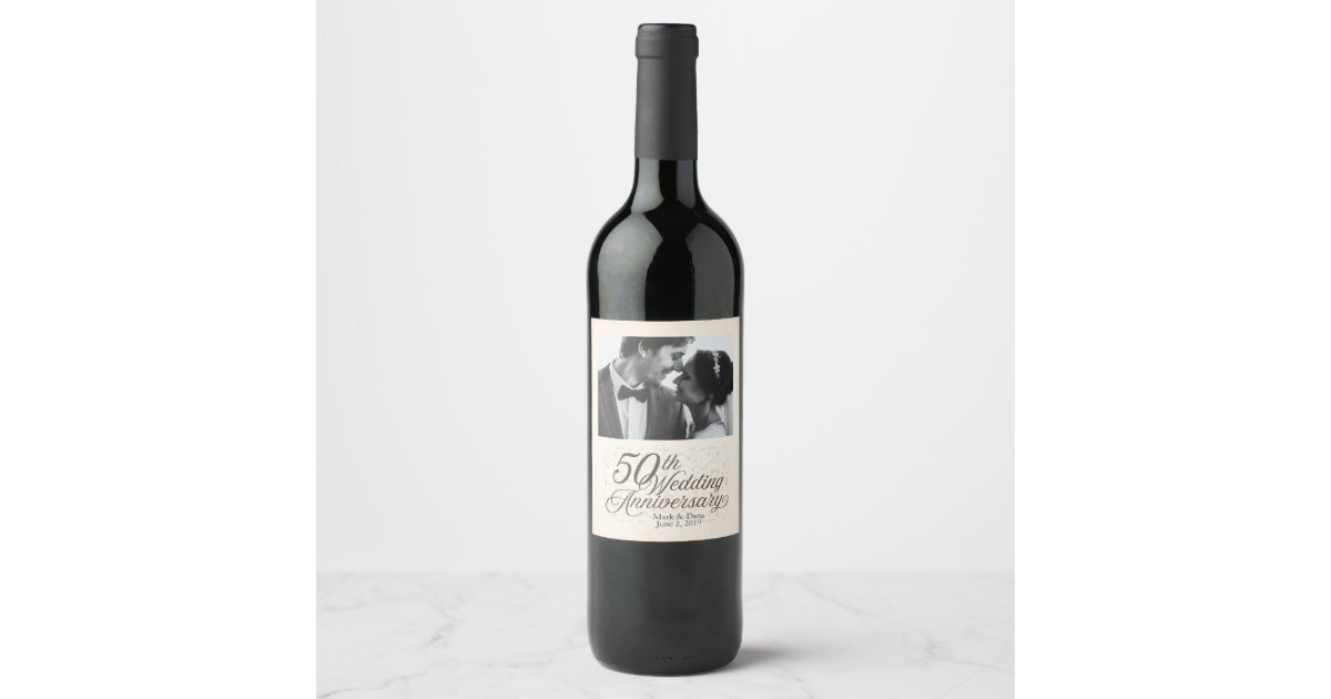 50th Wedding Anniversary Custom Wine Label | Zazzle