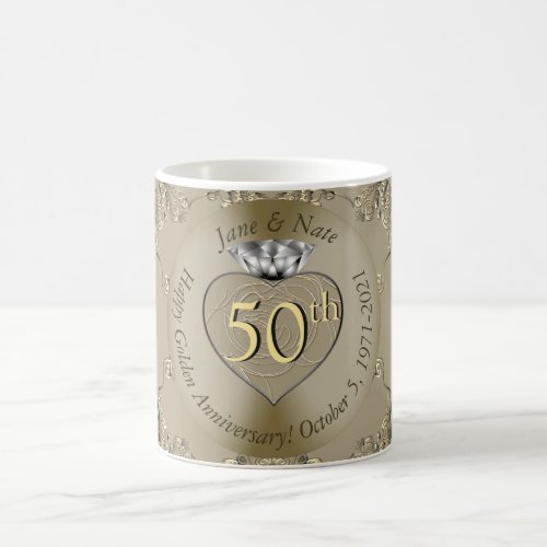 50th Wedding Anniversary Diamond Heart Butterfly  Coffee Mug