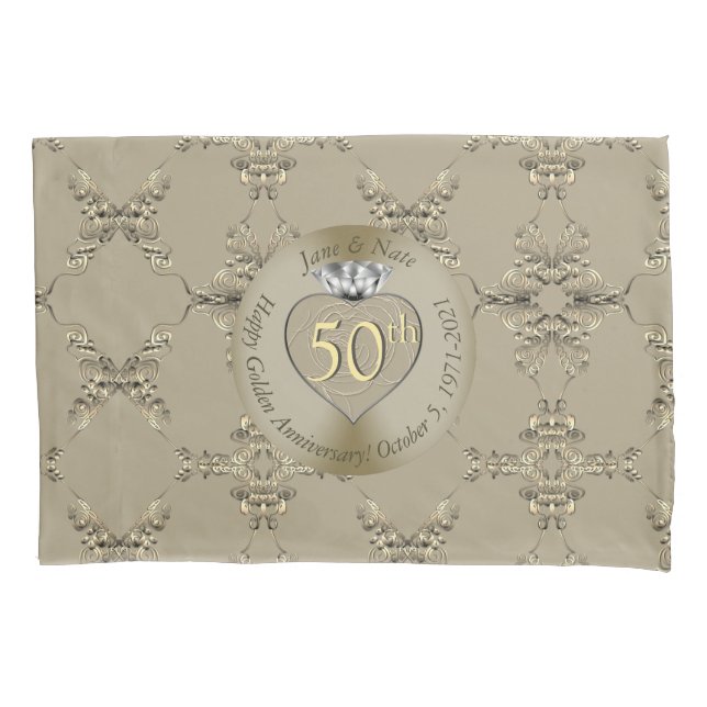 50th Wedding Anniversary Diamond Heart Butterfly  Pillow Case (Front)