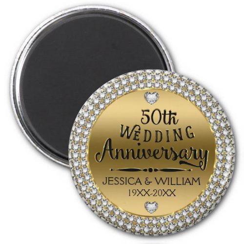 50th Wedding Anniversary Diamonds And Gold Magnet