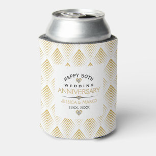 50th Wedding Anniversary Diamonds gold art-deco Can Cooler