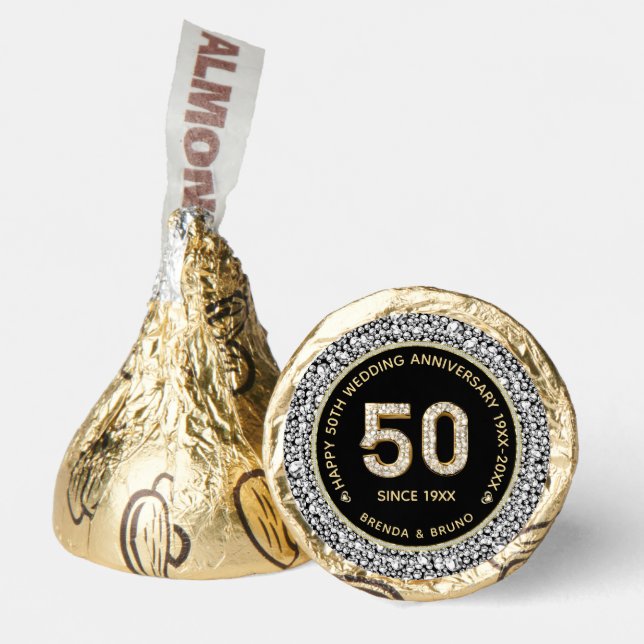 50th Wedding Anniversary Diamonds & Gold Hershey®'s Kisses® (Front)