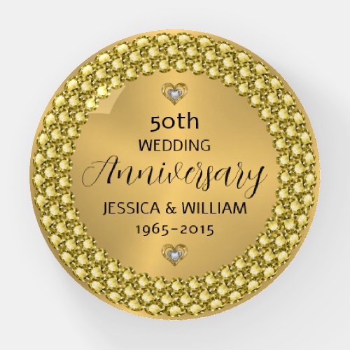 50th wedding anniversary diamonds  gold ornament paperweight