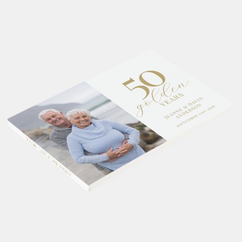 50th Wedding Anniversary Elegant 50 Golden Years Guest Book