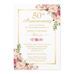 50th Wedding Anniversary Elegant Chic Gold Floral Invitation 50th Wedding Anniversary Elegant Chic Gold Floral Invitation