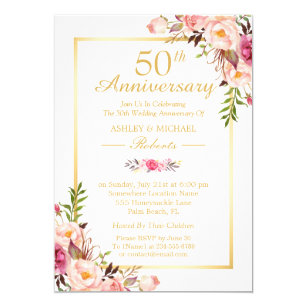  50th  Anniversary  Wedding  Invitations  Zazzle