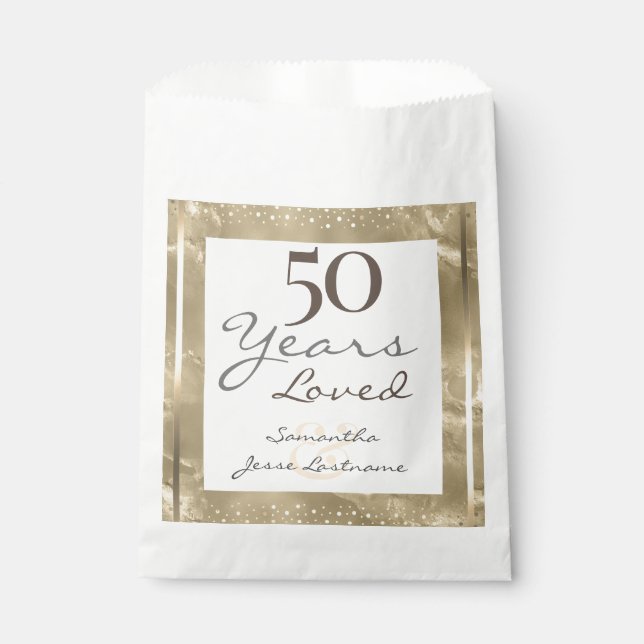 50th Wedding Anniversary Elegant Gold Favor Bag (Front)