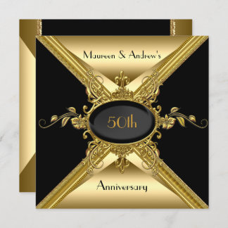 50th Wedding Anniversary Elegant Gold Golden Invitation
