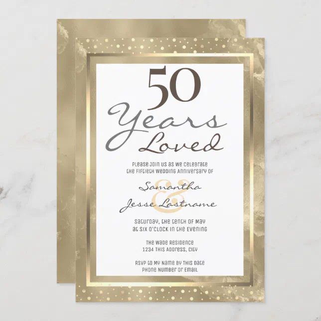 50th Wedding Anniversary Elegant Gold Invitation 