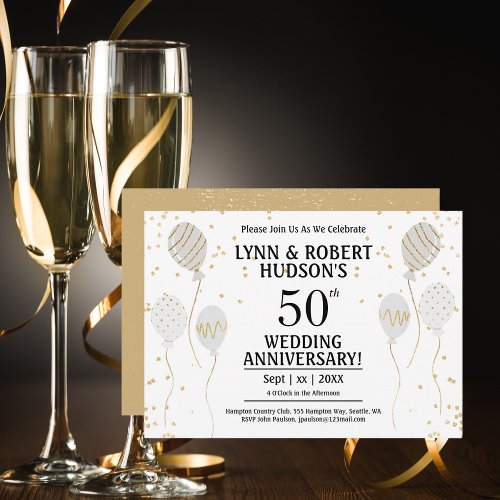 50th Wedding Anniversary Elegant Gold  Invitation