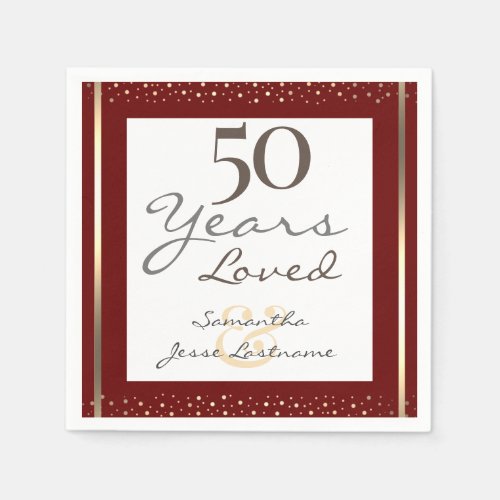 50th Wedding Anniversary Elegant Gold Napkins