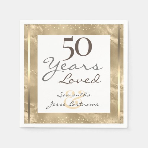 50th Wedding Anniversary Elegant Gold Napkins