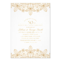 50th Wedding Anniversary Elegant Golden Lace Invitation