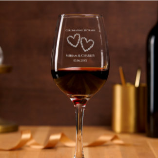 50th Wedding Anniversary Elegant Heart Keepsake Wine Glass