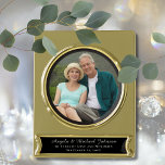50th Wedding Anniversary Elegant Keepsake Picture Gold Plated Banner Ornament<br><div class="desc">Celebrate their 50th wedding anniversary with this ornament that is elegant keepsake to celebrate their milestone.  This ornament is gold plated and you can personalize everything from the pictures to their names and your message!</div>