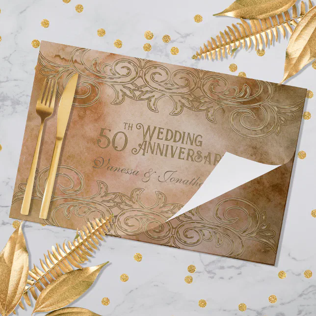 50th Wedding Anniversary Elegant Paper Placemat Zazzle