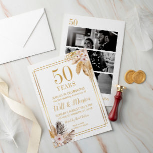 50th Wedding Anniversary Elegant Vintage Floral Invitation