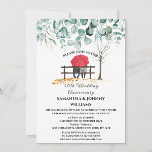 50th Wedding Anniversary Eucalyptus Botanical Invitation
