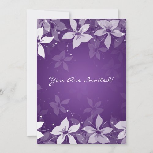 50th Wedding Anniversary Exotic Flowers Purple Personalized Invitations