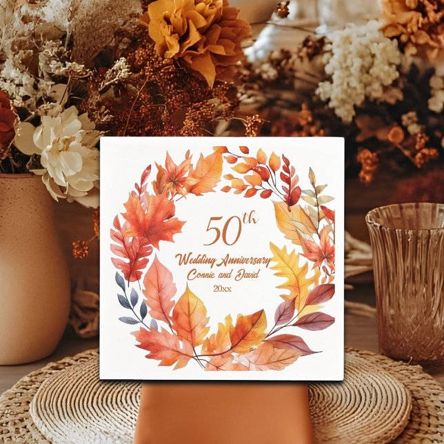 50th Wedding Anniversary Fall Floral Napkins (Creator Uploaded)